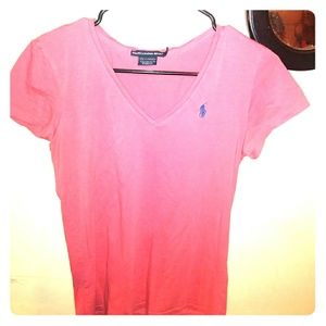 Ralph Lauren - POLO pink v-neck t-shirt